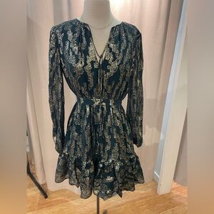 Cynthia Rowley Black and Gold Long Sleeve Dress